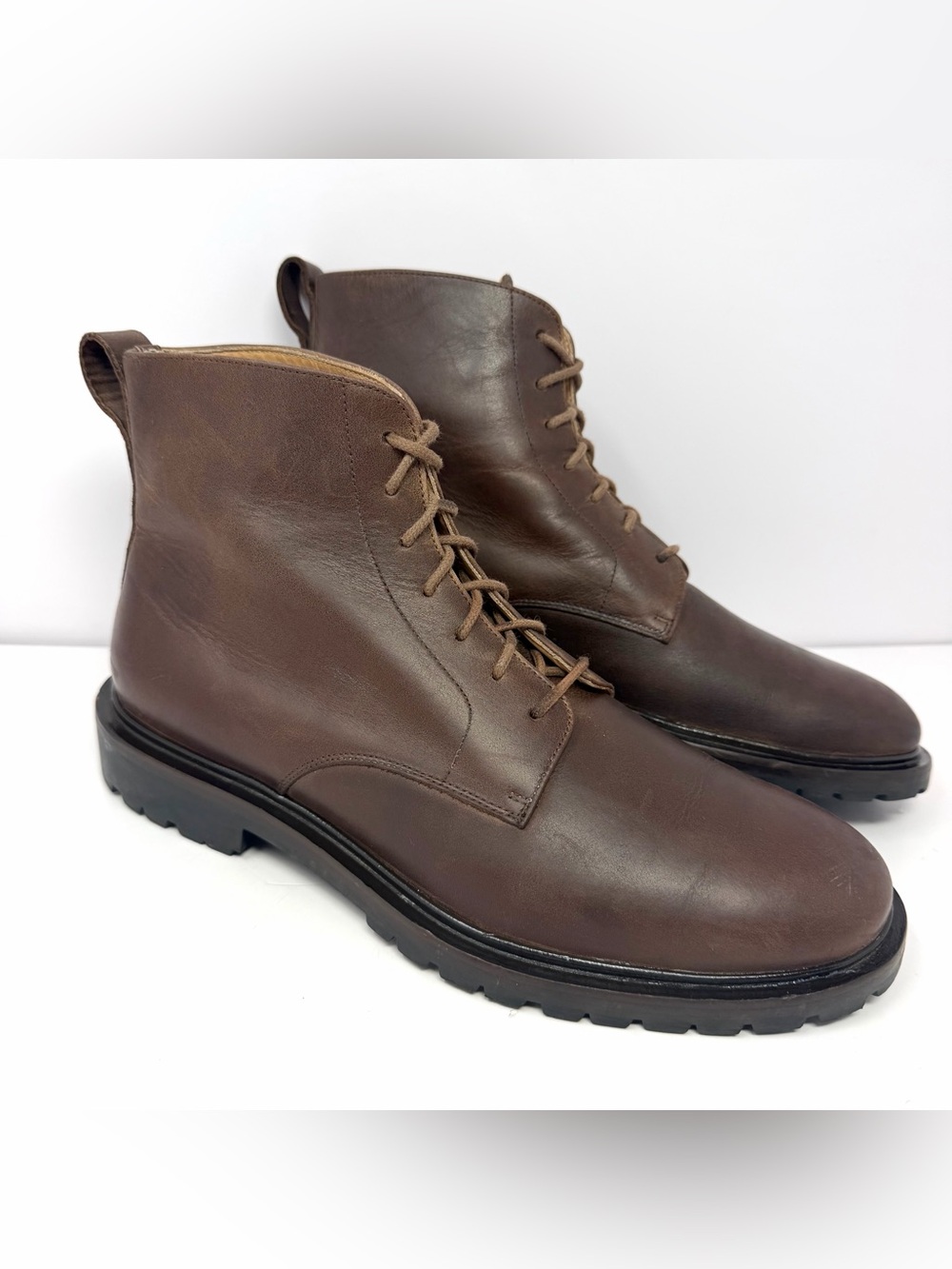 Koio Men’s Bergamo Combat Boots Sz 42 / 9 Brown Leather Lug Sole Italy $395 GUC
